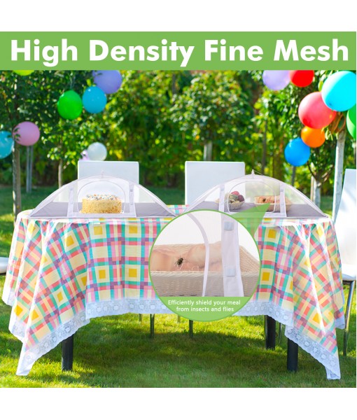 Anpro Mesh Food Cover Set - 2 Extra Large (40in x 24 in) Mesh Food Covers for Outdoors,Food Covers,Pop-Up Mesh Food Covers Tent Umbrella for Outdoors,Reusable Collapsible Food Tents,w/Bottom Cloth.