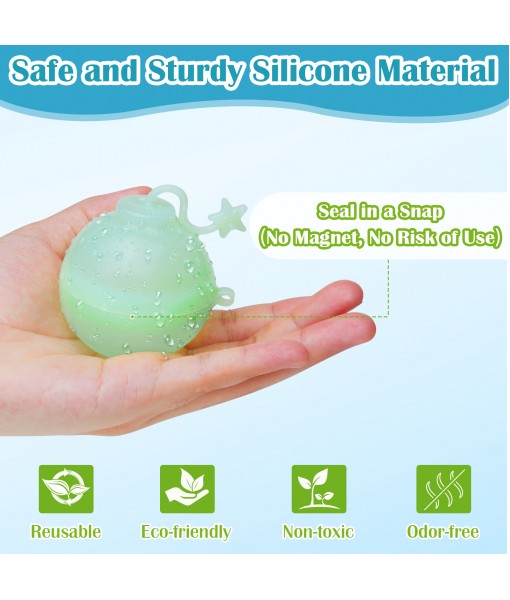 Anpro Reusable Water Balloons - Quick Fill Self Sealing Reusable Water Bomb Splash Balls, 4 Pack Refillable Silicone Splash Water Bomb Toys for Kids Adults Water Fight Game, Outside Summer Fun Party