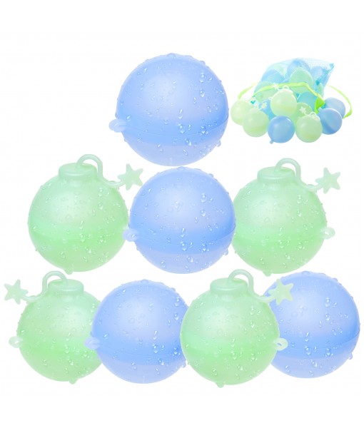 Gemeer Reusable Water Balloons -16 Pack Quick Fill Self Sealing Reusable Water Bomb Splash Balls,Refillable Silicone Water Ball with 2 Mesh Bag for Kids Adults Water Fight Game,Bath Toy, Summer Party