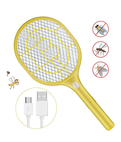 Anpro Electric Mosquito Racket, USB Rechargeable Electric Flies, Insect Killer, Double Layer Mesh Protector, for Outdoor Indoor Use Home Garden Camping BBQ Picnic.