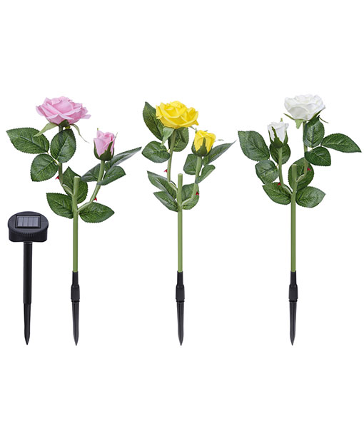 Anpro Solar Garden Rose Lights, 3 Pack Waterproof Solar Lights with 6 Roses for Garden, Courtyard, Backyard Decoration Perfect Valentine's Day Gift (White, Pink and Yellow)