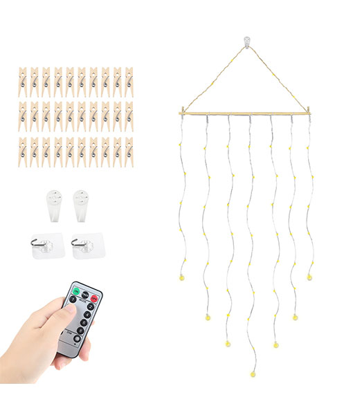 Anpro LED Hanging Photo Clip String Light, Powered by USB and AA Batteries, 58LED with Hook and Remote Control Timing Function for Bedroom, Living Room Decoration, Photo Hanging Display